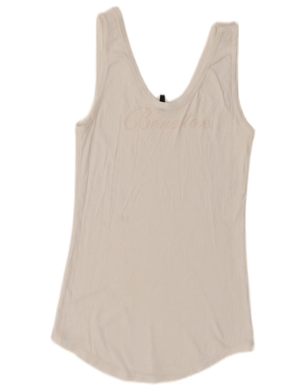 Benetton Womens Graphic Vest Top UK 6 XS White