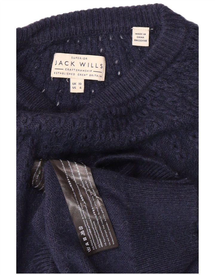 JACK WILLS Womens Crew Neck Jumper Sweater UK 10 Small  Navy Blue