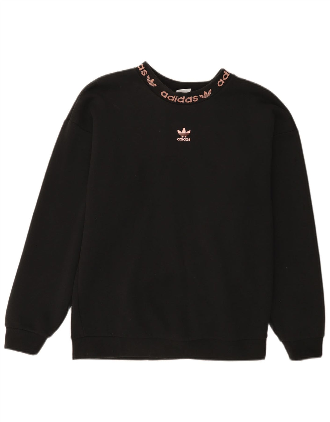 Adidas Womens Graphic Oversized Sweatshirt Jumper UK 4 Small Black Cotton