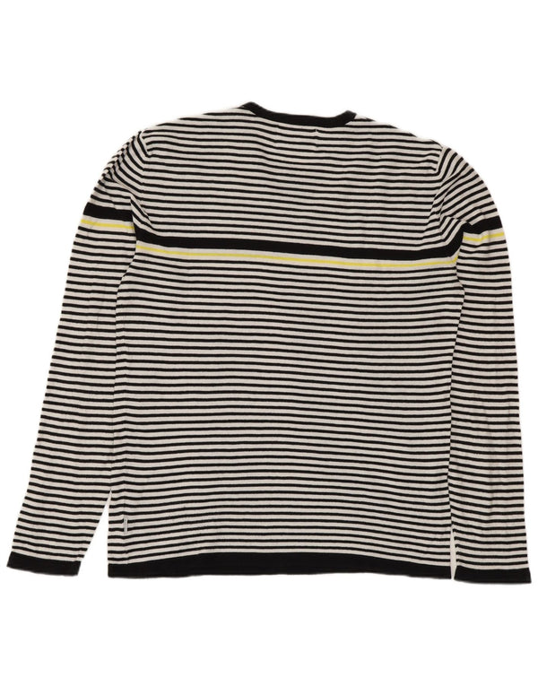 Jack & Jones Mens Crew Neck Jumper Sweater Small Black Striped