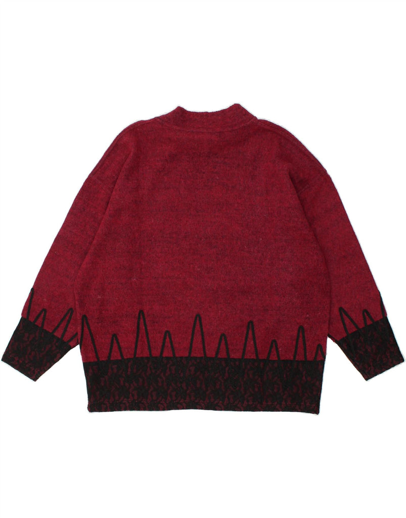 VINTAGE Womens Turtle Neck Jumper Sweater UK 14 Medium Red Colourblock | Vintage Vintage | Thrift | Second-Hand Vintage | Used Clothing | Messina Hembry 