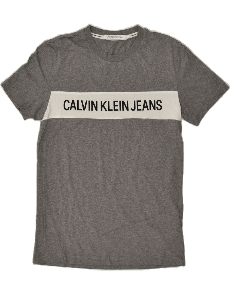 CALVIN KLEIN Mens Graphic T-Shirt Top Medium Grey Cotton | Vintage Calvin Klein | Thrift | Second-Hand Calvin Klein | Used Clothing | Messina Hembry 