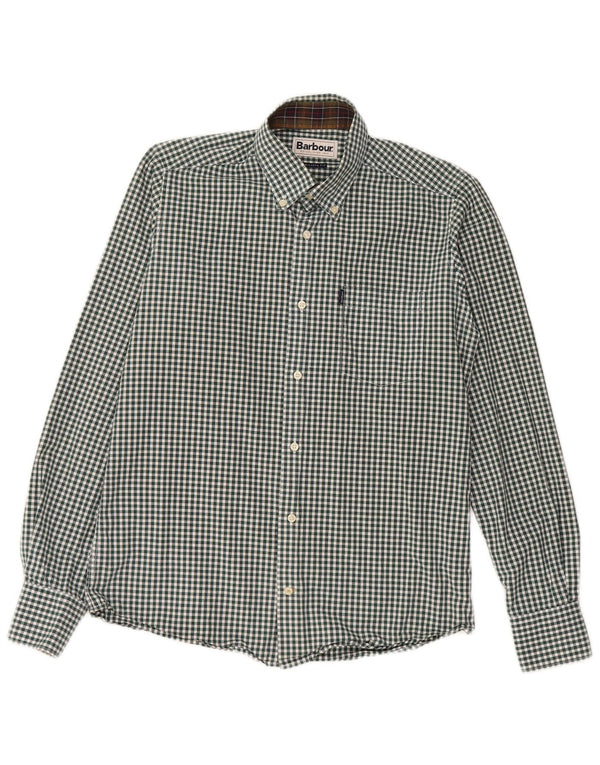 Barbour Mens Tailored Fit Shirt Small Green Gingham Cotton