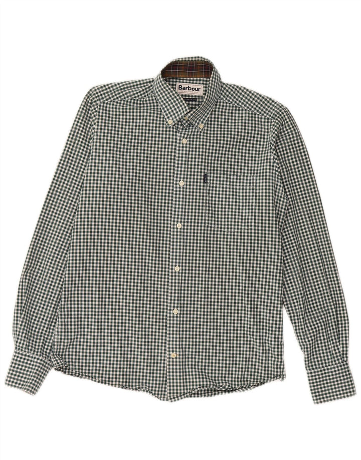 Barbour Mens Tailored Fit Shirt Small Green Gingham Cotton