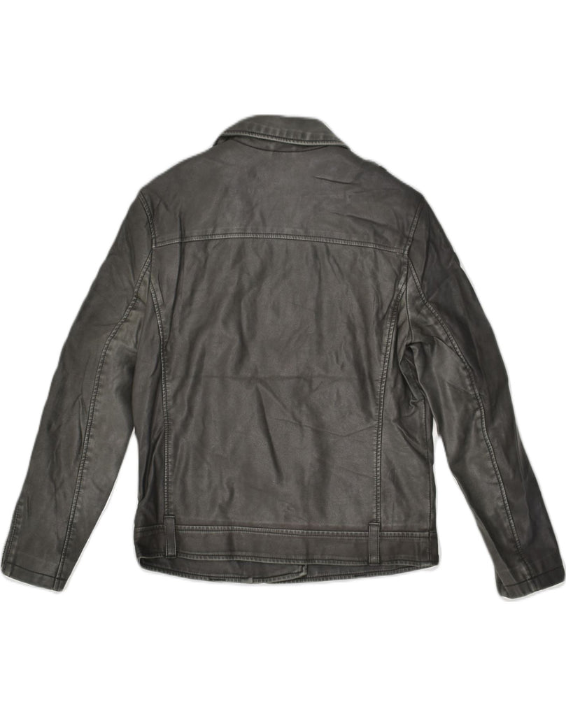 TOPSHOP Womens Biker Jacket UK 8 Small Black Polyurethane | Vintage Topshop | Thrift | Second-Hand Topshop | Used Clothing | Messina Hembry 