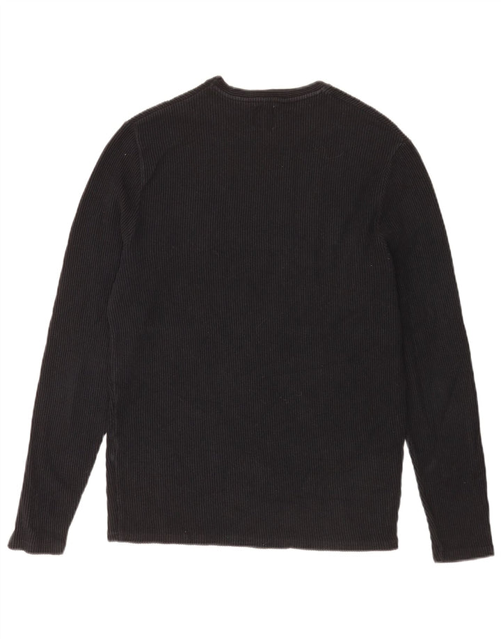 Zara Mens Top Long Sleeve Medium Black Cotton
