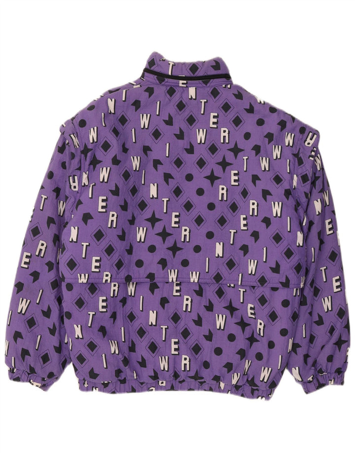 Vintage Mens Bomber Jacket UK 40 Large Purple Geometric