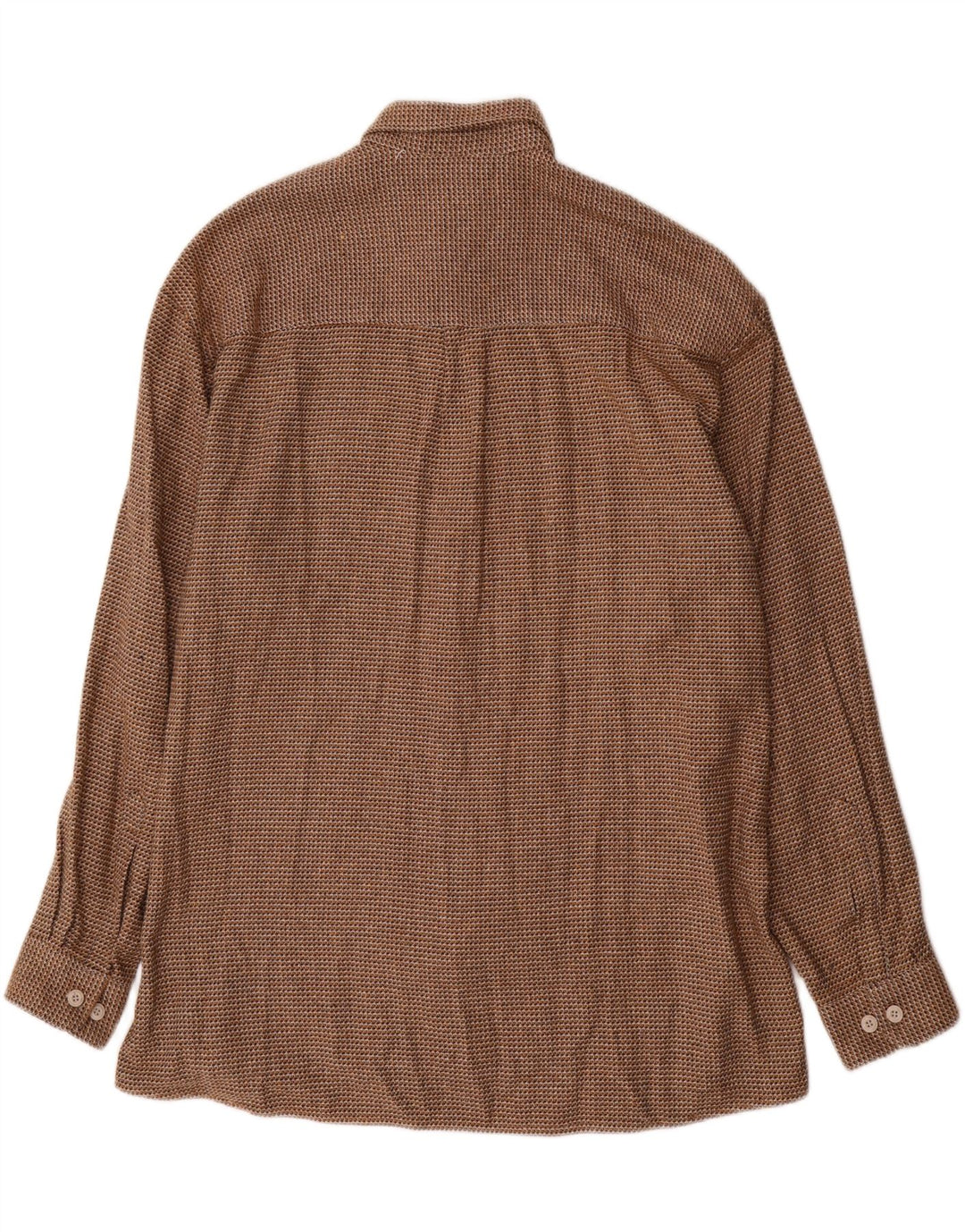 Vintage Mens Shirt Size 43 XL Brown Houndstooth Cotton