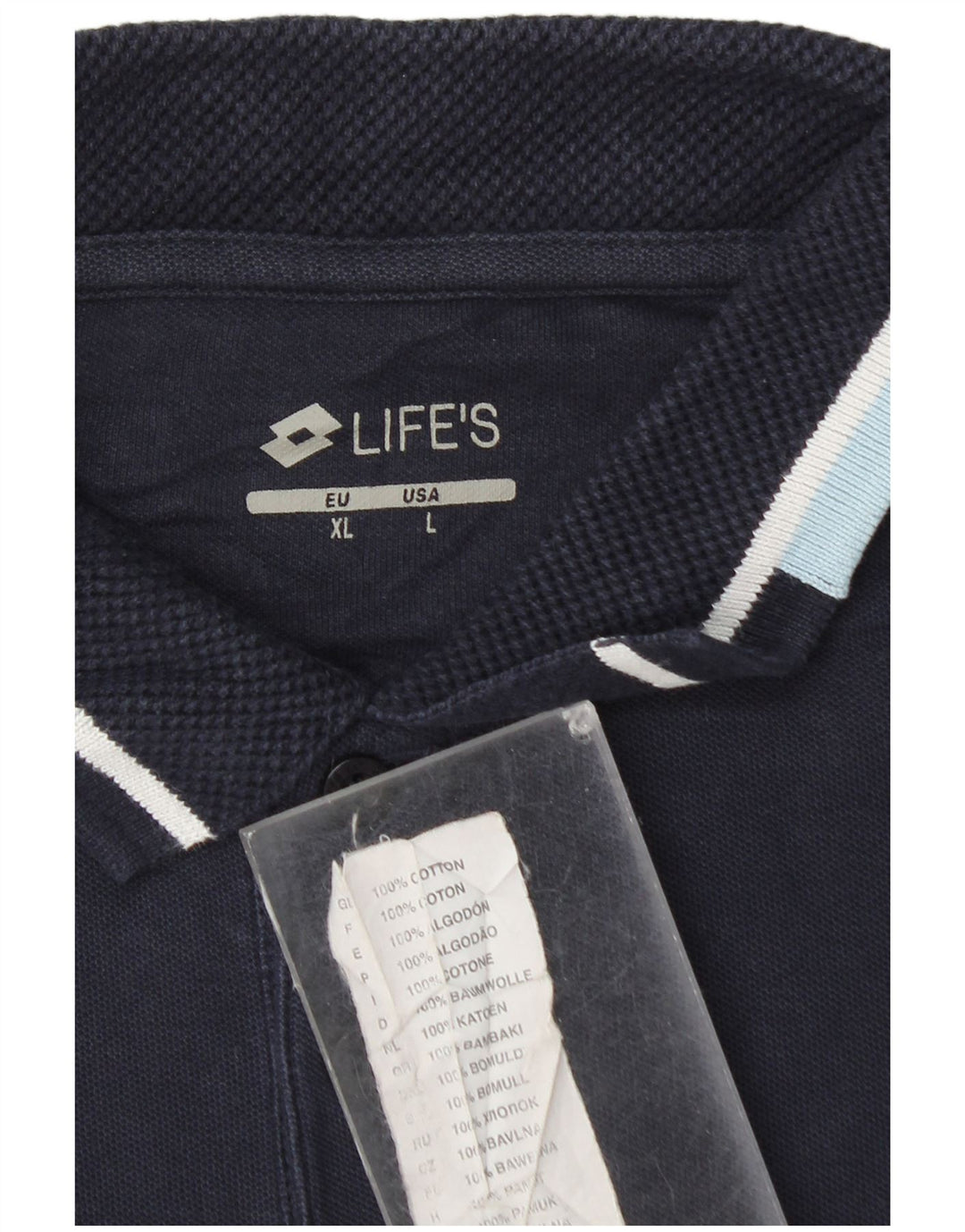 LOTTO Mens Life's Polo Shirt Large Navy Blue Cotton