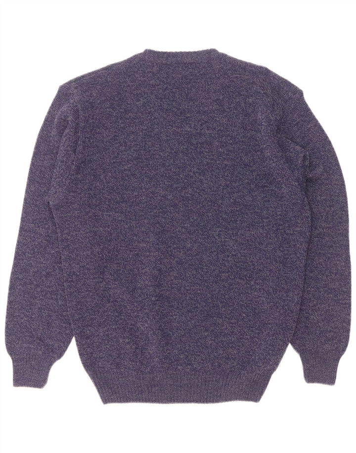 Tris Line Mens V-Neck Jumper Sweater Large Navy Blue Geometric