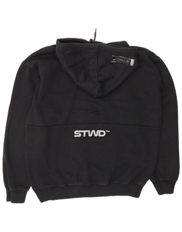 PULL & BEAR Mens Graphic Hoodie Jumper Medium Black