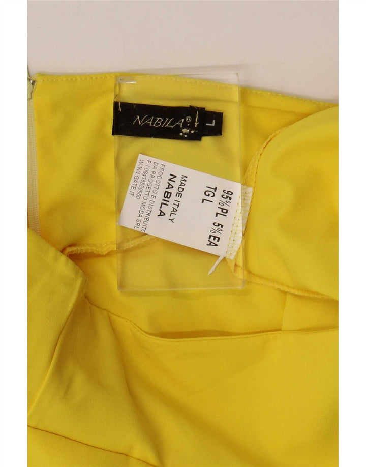 Nabila Womens Mini Skirt Large W32 Yellow Polyester