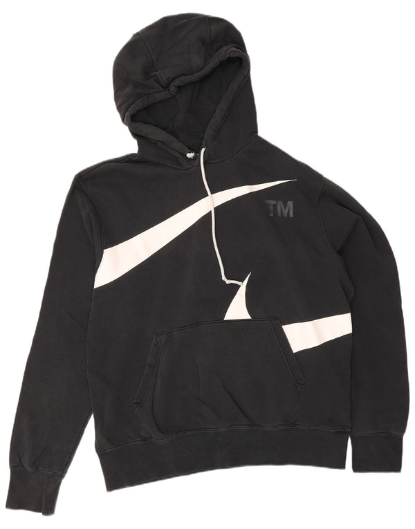 Nike Mens Graphic Hoodie Jumper Medium Black Cotton