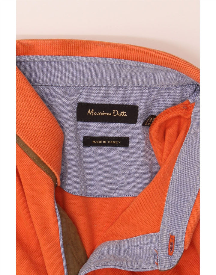 MASSIMO DUTTI Mens Long Sleeve Polo Shirt XL Orange Vintage Massimo Dutti and Second-Hand Massimo Dutti from Messina Hembry 