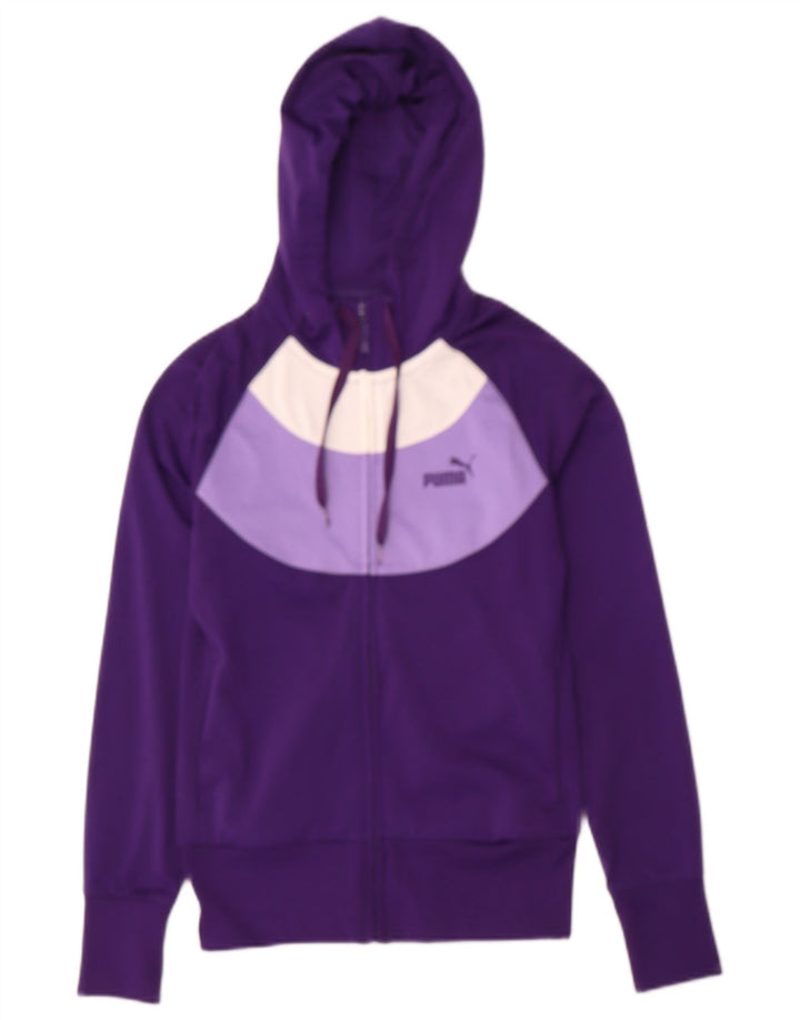 PUMA Womens Zip Hoodie Sweater UK 8 Small  Purple Colourblock Polyester