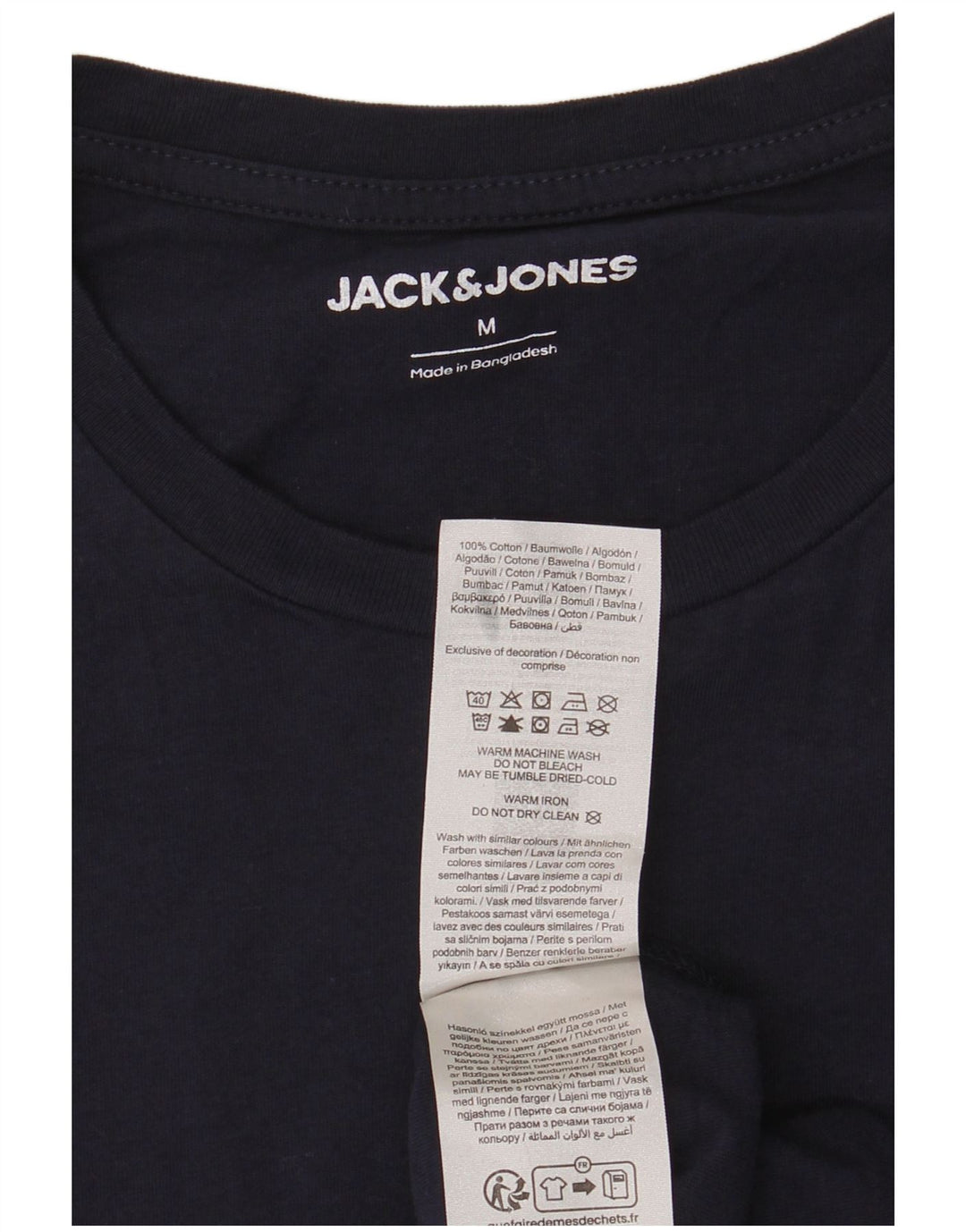 Jack & Jones Mens Graphic T-Shirt Top Medium Navy Blue Cotton