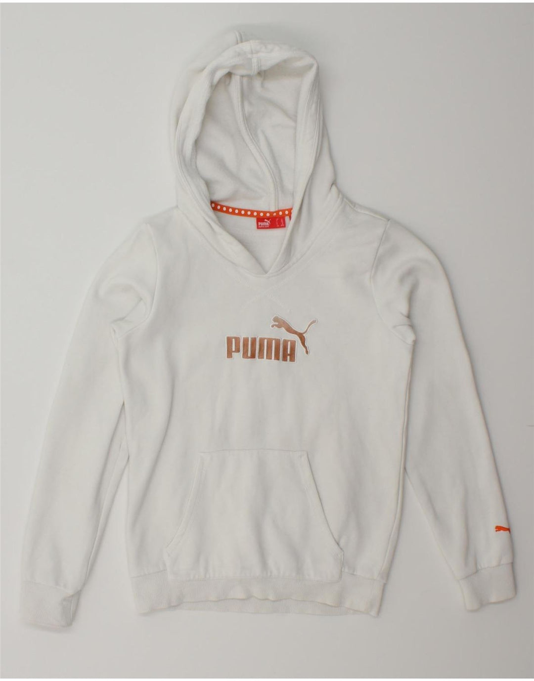 PUMA Boys Graphic Hoodie Jumper 11-12 Years  White Cotton Vintage Puma and Second-Hand Puma from Messina Hembry 
