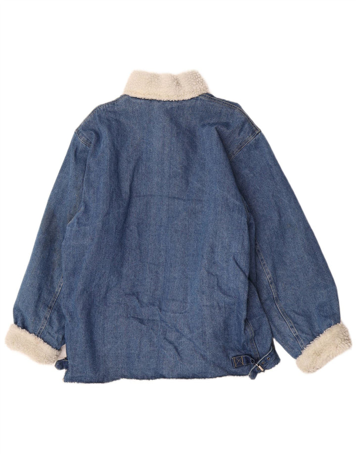 Vintage Mens Sherpa Denim Jacket UK 38 Medium Blue Cotton