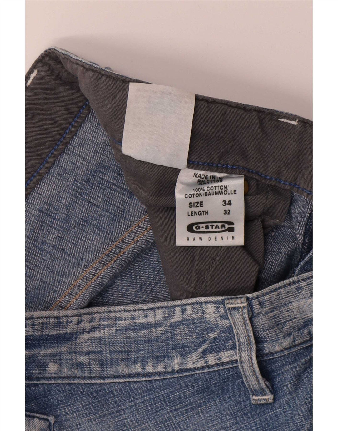 G-Star Mens Cargo Straight Jeans W34 L32 Blue Cotton