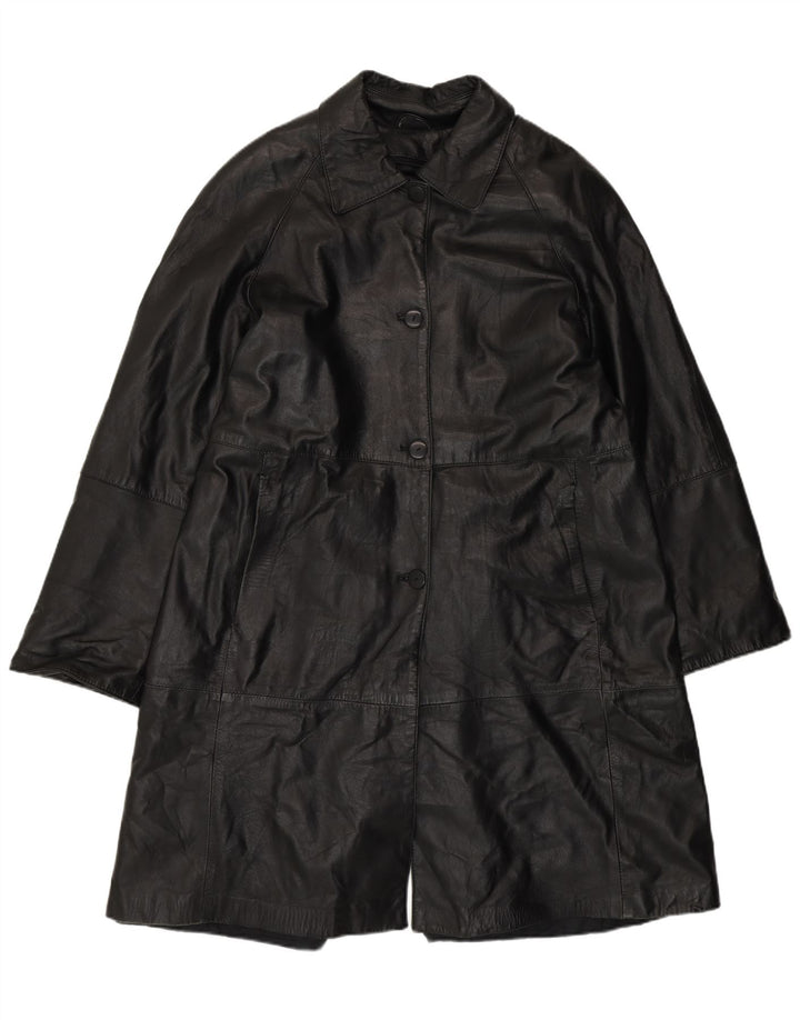 Olivieri Womens Venezia Leather Coat IT 48 XL Black Leather