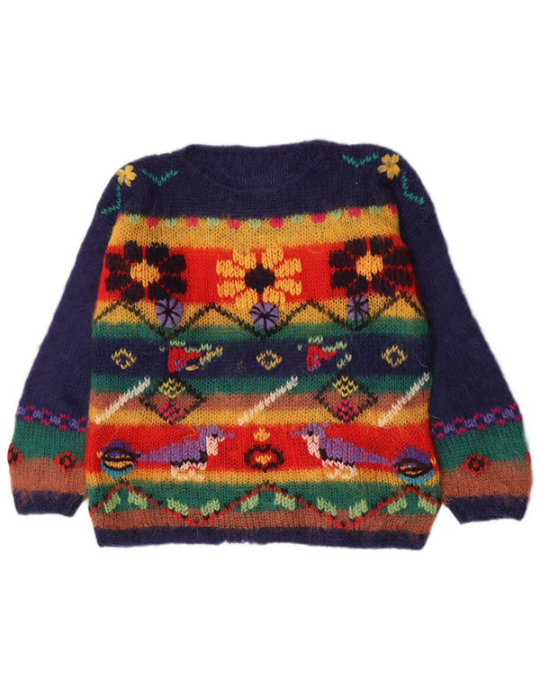 Vintage Womens Boat Neck Jumper Sweater UK 16 Large Multicoloured Striped