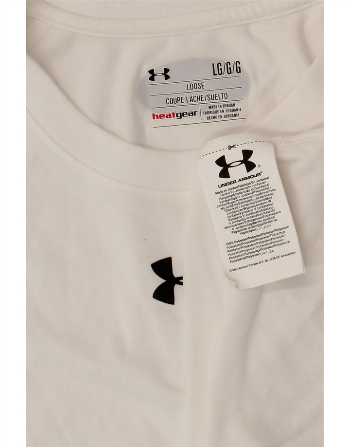 UNDER ARMOUR Mens Heat Gear T-Shirt Top Large White Polyester