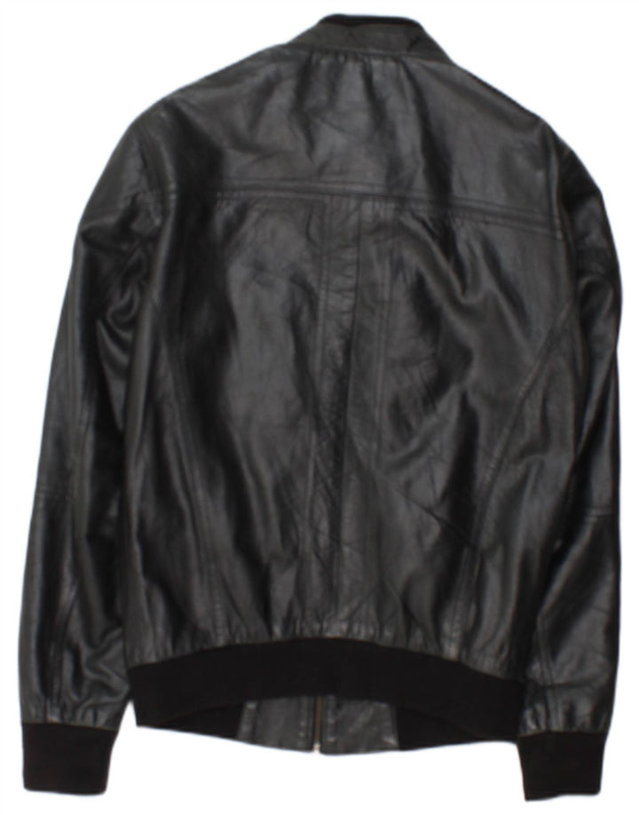 Vintage Mens Leather Jacket UK 36 Small Black Leather