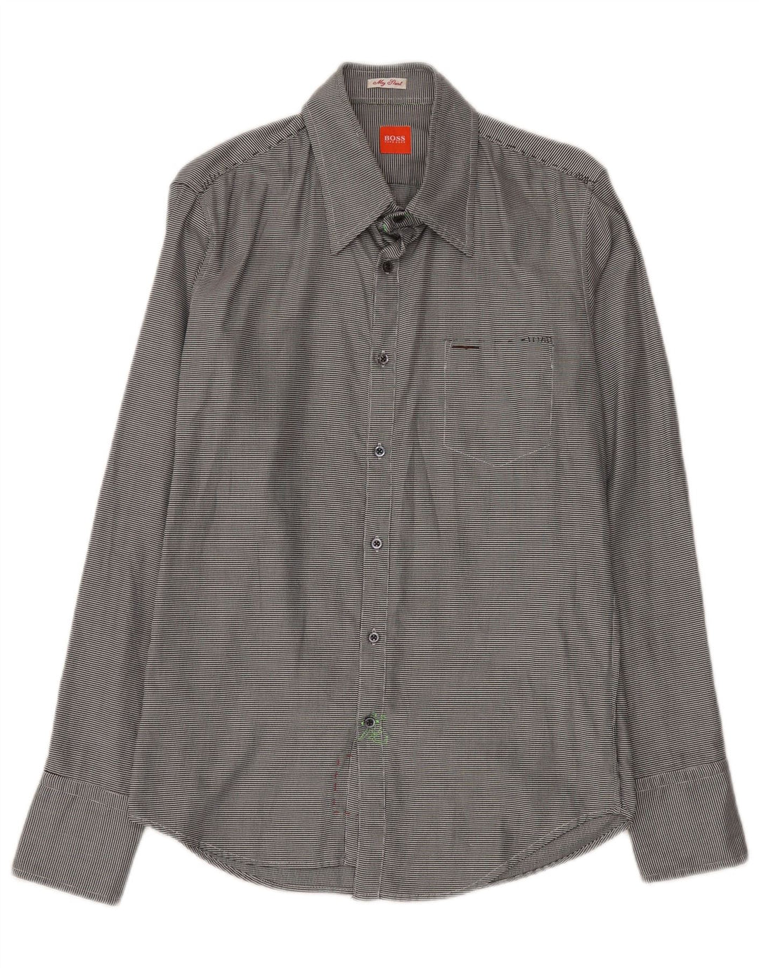 Hugo Boss Mens Shirt Small Grey Pinstripe Cotton