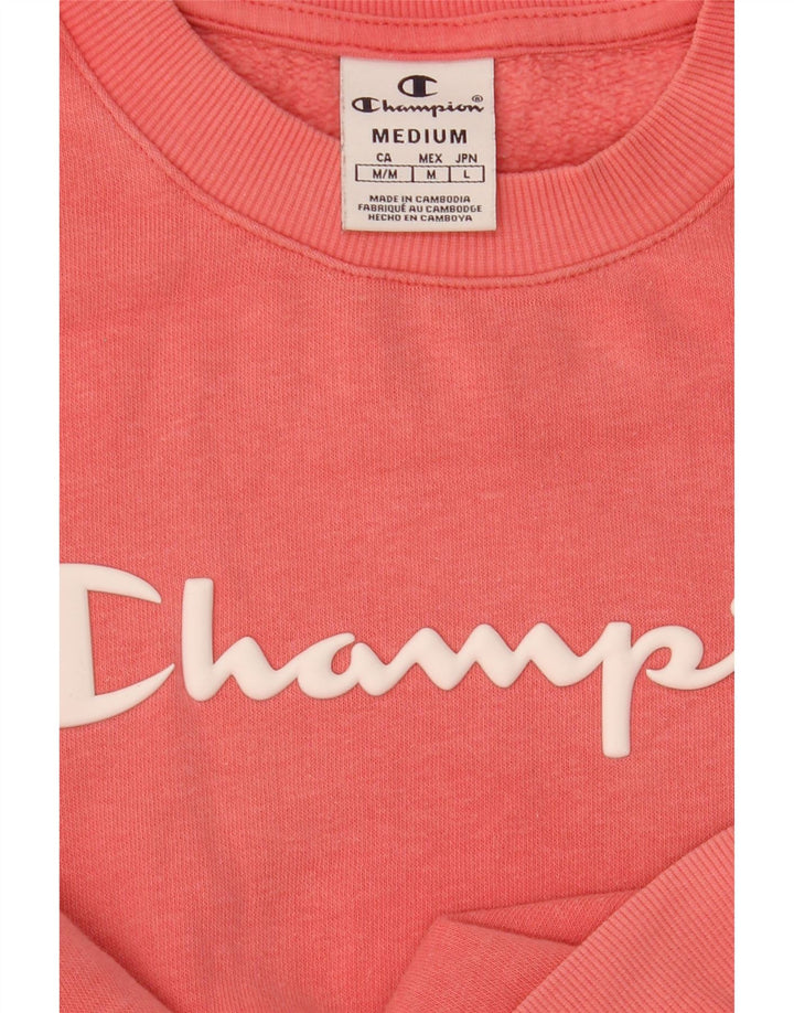 Champion Womens Graphic Sweatshirt Jumper UK 14 Medium Pink