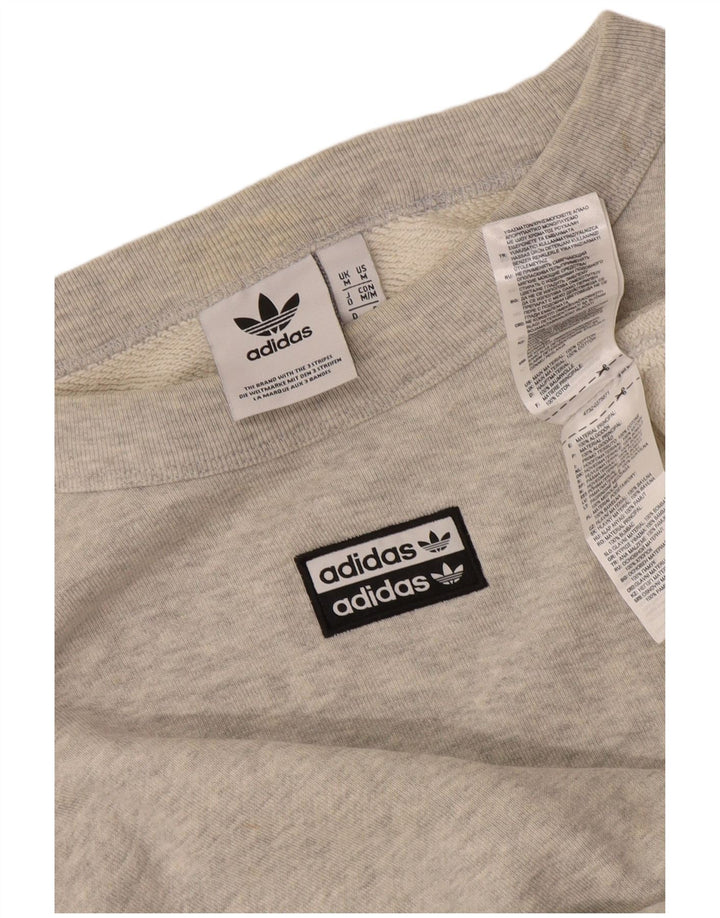Adidas Mens Loose Fit Sweatshirt Jumper Medium Grey Flecked Cotton