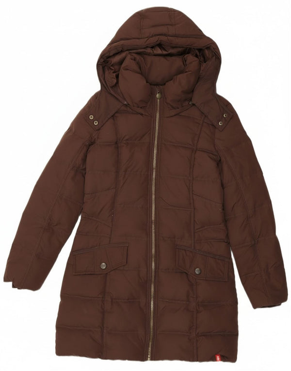 EDC Womens Hooded Padded Coat UK 14 Medium Brown Polyester