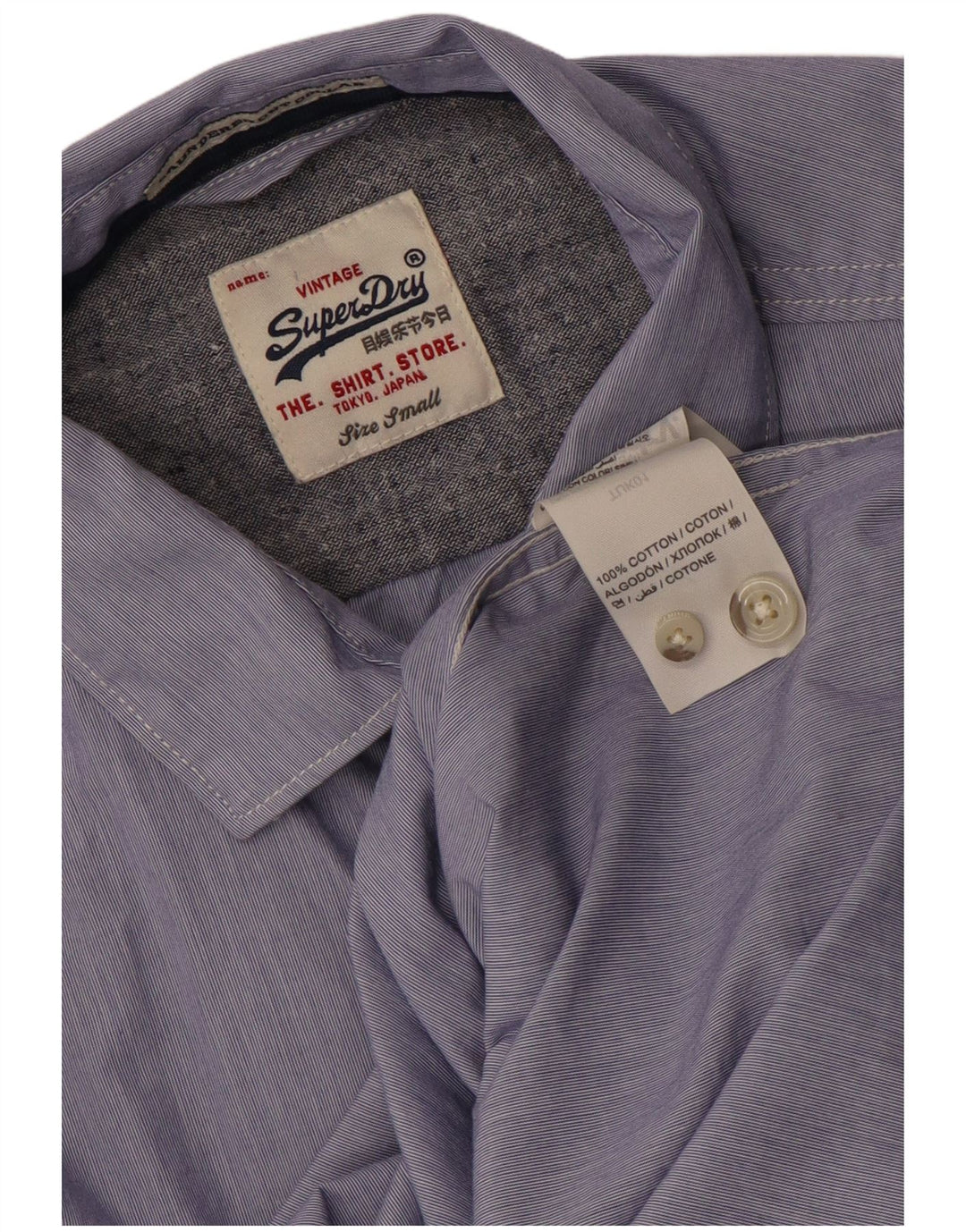 SUPERDRY Mens Shirt Small Blue Pinstripe Cotton
