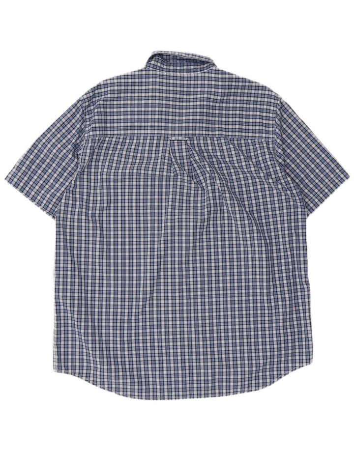 Chaps Mens Easy Care Short Sleeve Shirt Large Blue Check Cotton