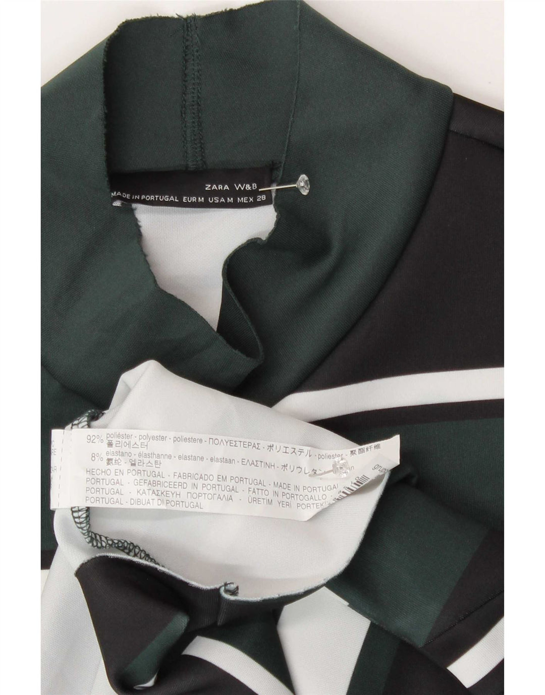 Zara Womens Blouse Top UK 12 Medium Green Colourblock Polyester