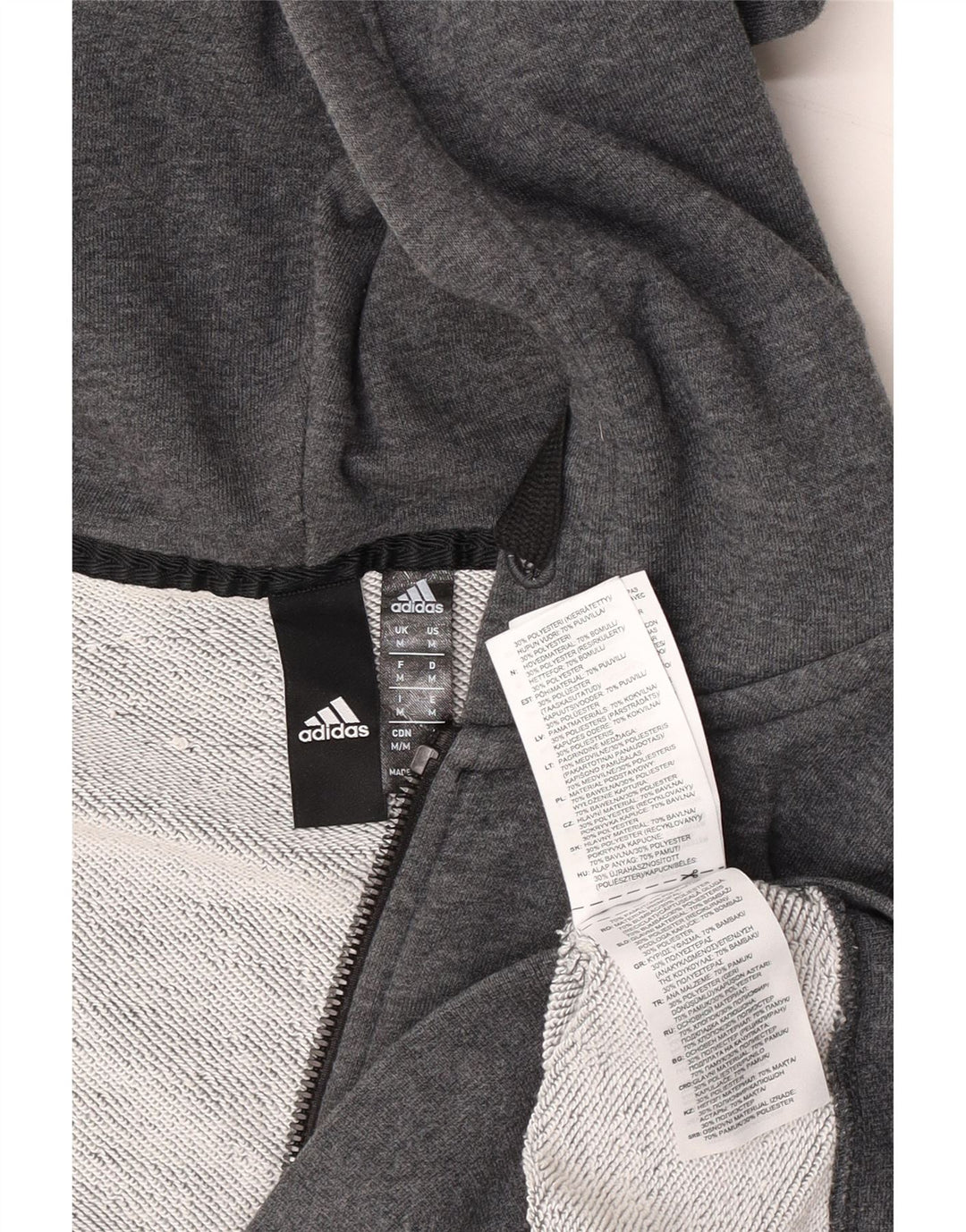 Adidas Mens Graphic Zip Hoodie Sweater Medium Grey Cotton