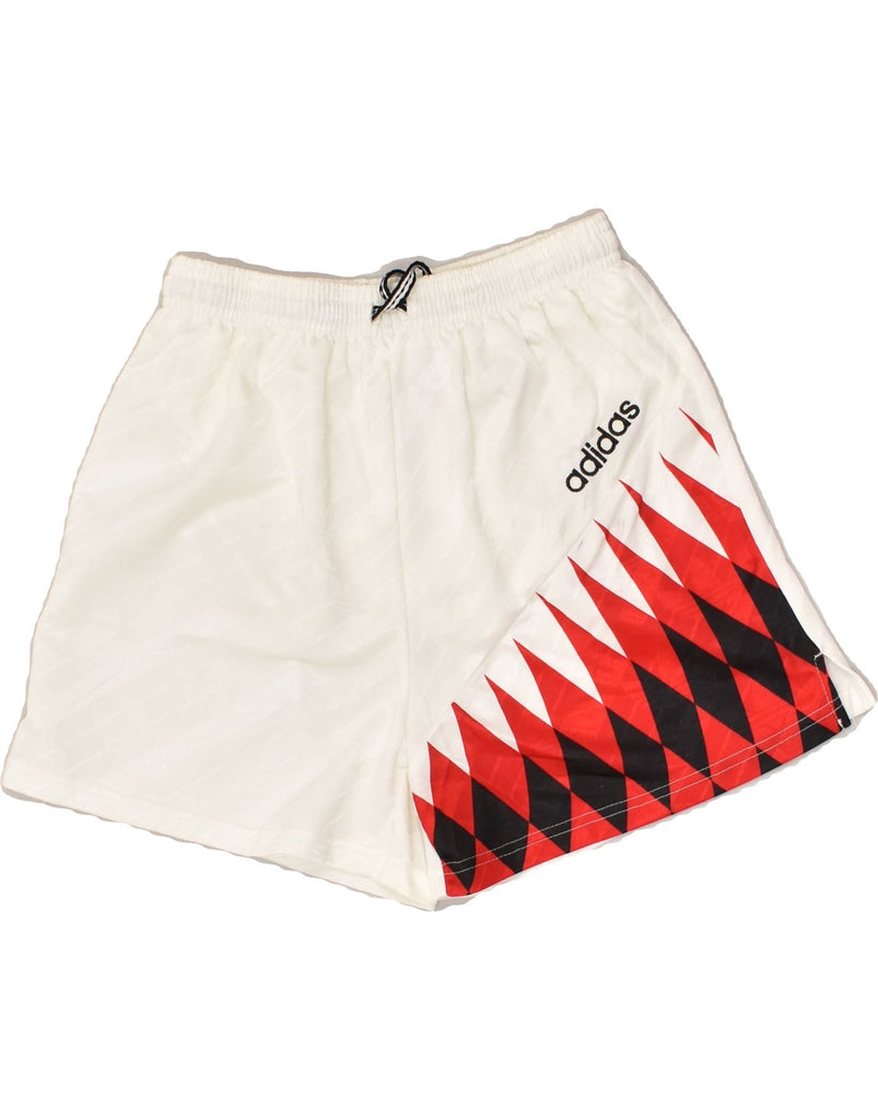 ADIDAS Boys Graphic Sport Shorts 13-14 Years White Geometric Polyester | Vintage Adidas | Thrift | Second-Hand Adidas | Used Clothing | Messina Hembry 