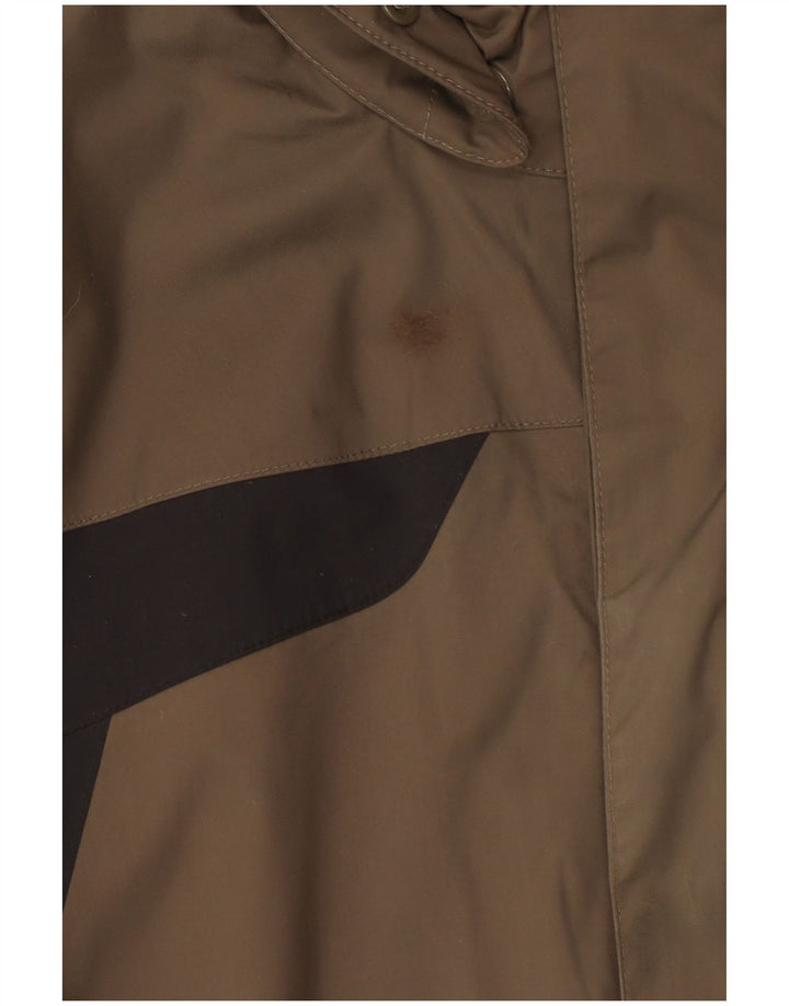 Jack Wolfskin Mens Hooded Rain Jacket UK 36/38 Medium Khaki Colourblock