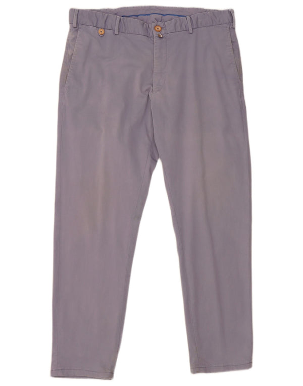 Massimo Dutti Mens Slim Fit Chino Trousers EU 44 Large W34 L28 Blue Cotton