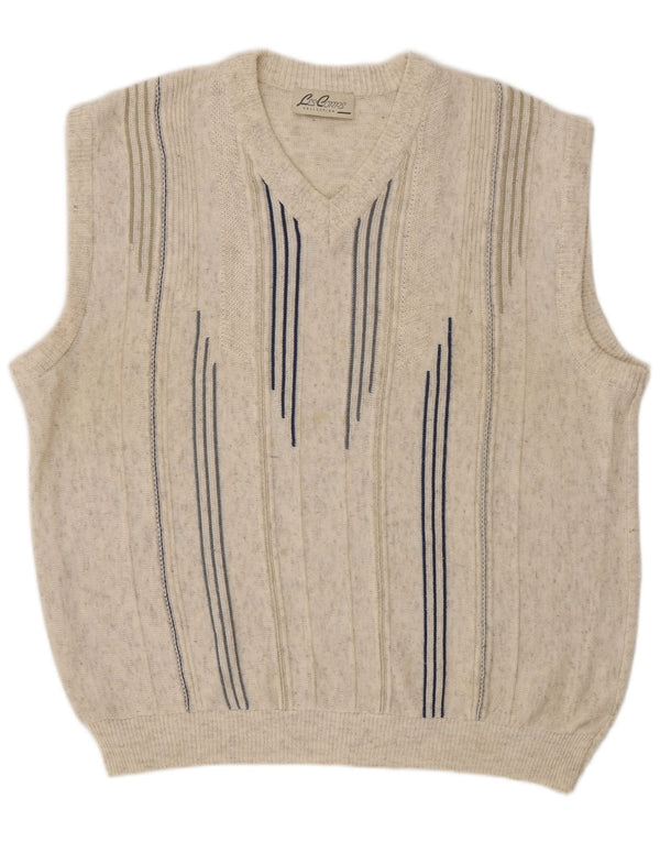 Les Corps Mens Vest Tank Top IT 54 XL Beige Striped Cotton