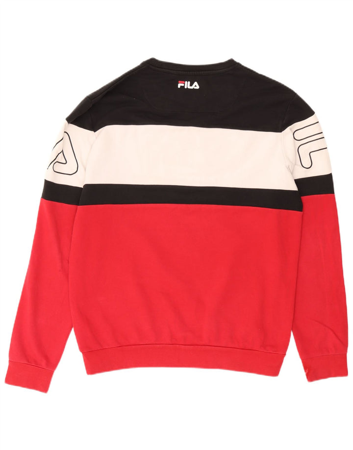 Fila Mens Graphic Sweatshirt Jumper Large Red Colourblock Cotton
