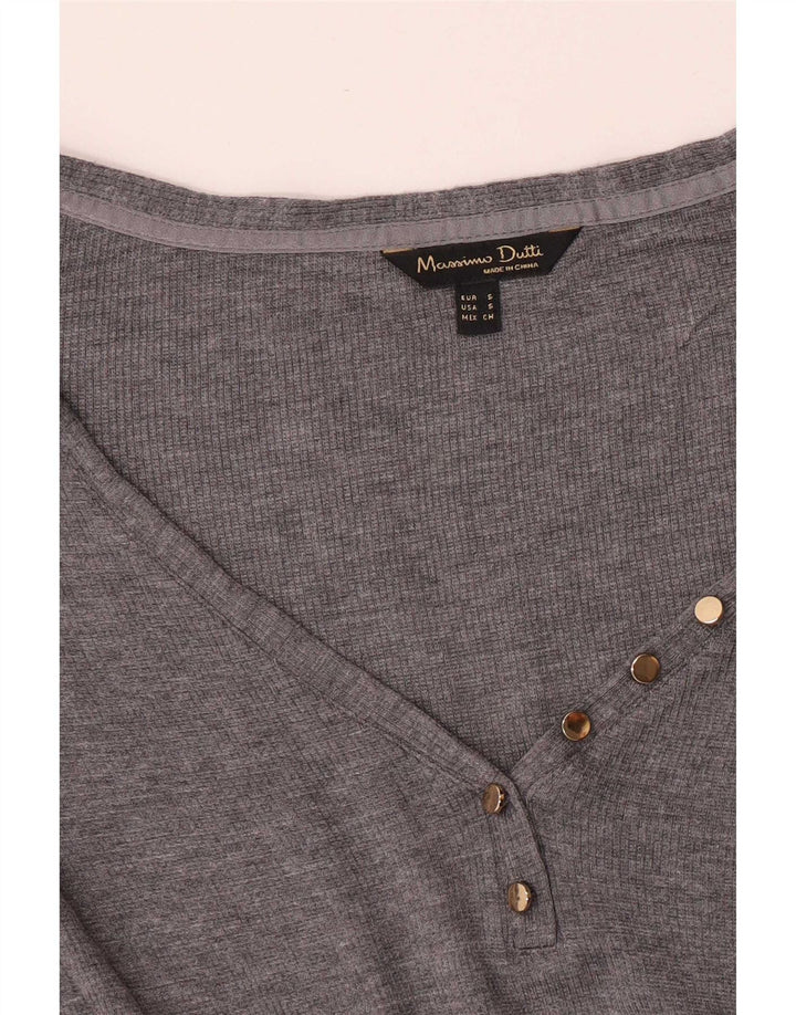 Massimo Dutti Womens Top Long Sleeve UK 10 Small Grey
