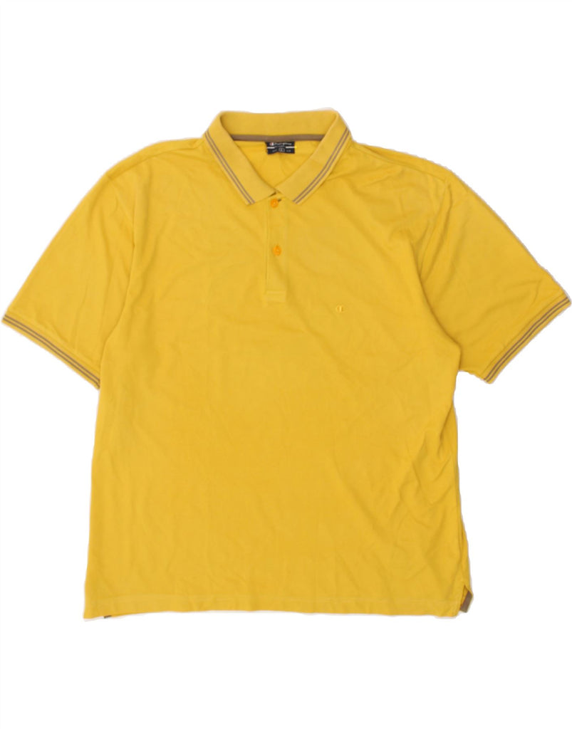 CHAMPION Mens Polo Shirt Large Yellow | Vintage Champion | Thrift | Second-Hand Champion | Used Clothing | Messina Hembry 