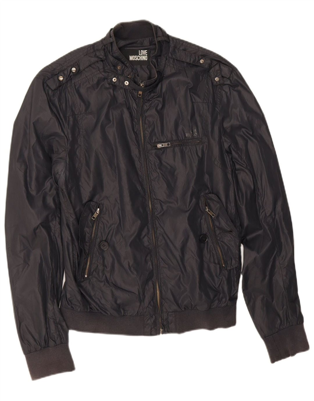 Moschino Mens Bomber Jacket UK 38 Medium Black Polyamide