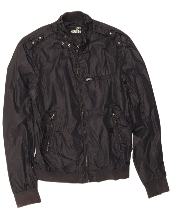 Moschino Mens Bomber Jacket UK 38 Medium Black Polyamide