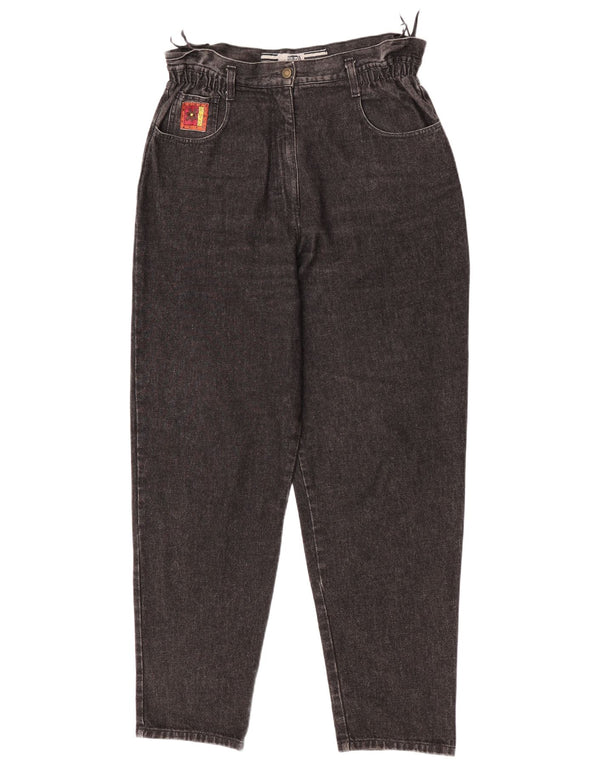 Vintage Womens High Waist Tapered Jeans EU 46 XL W32 L32 Black Cotton