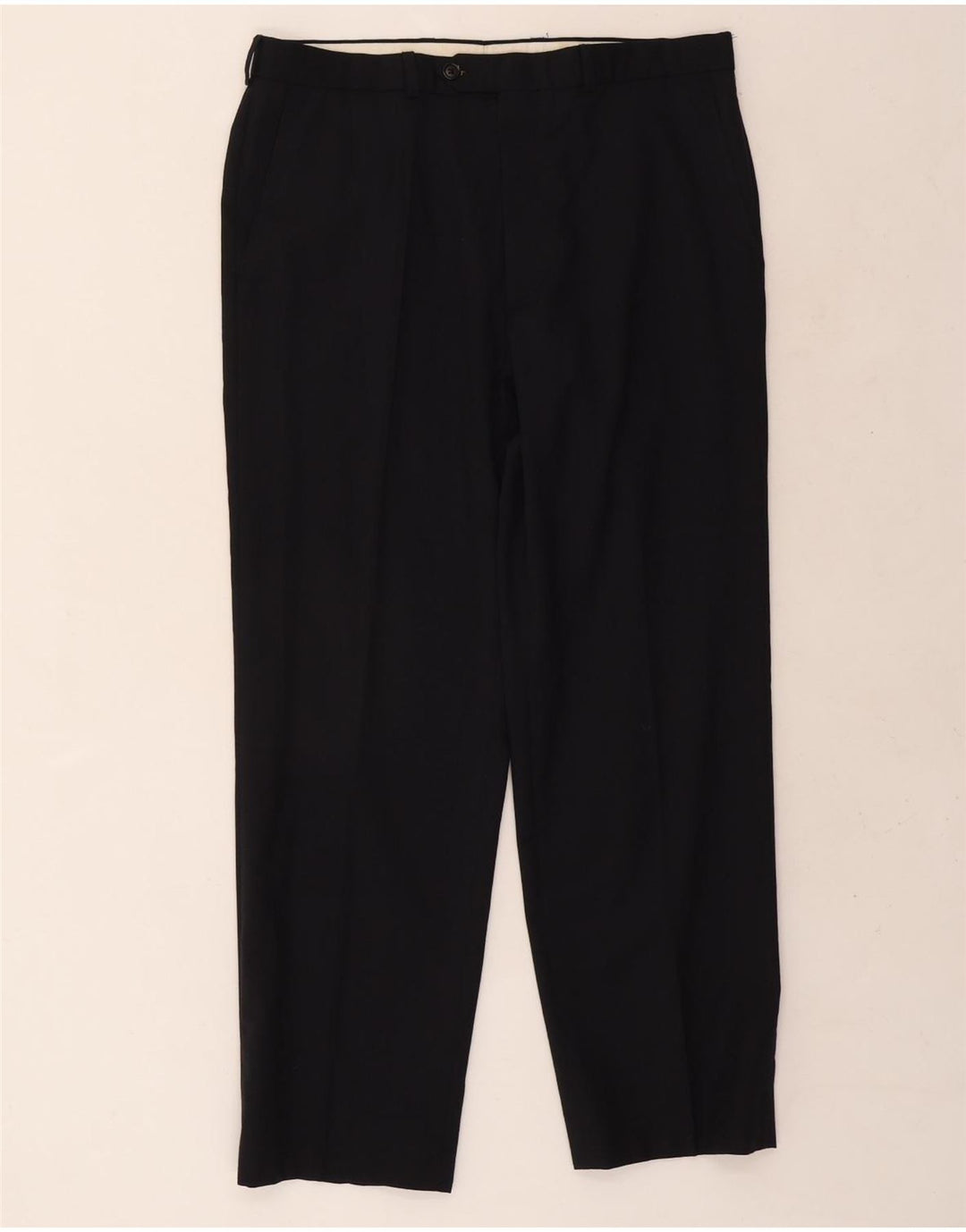Marks & Spencer Mens Straight Suit Trousers W34 L29 Navy Blue Wool