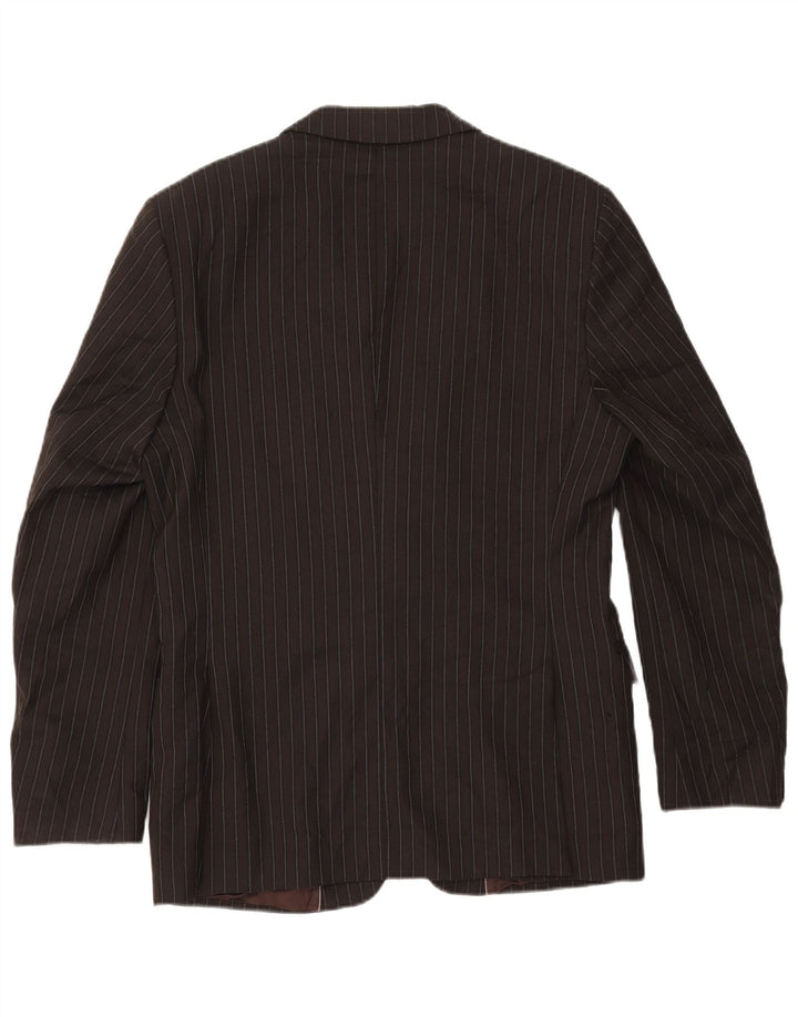 Zara Mens 2 Button Blazer Jacket EU 50 Medium Brown Pinstripe Rayon
