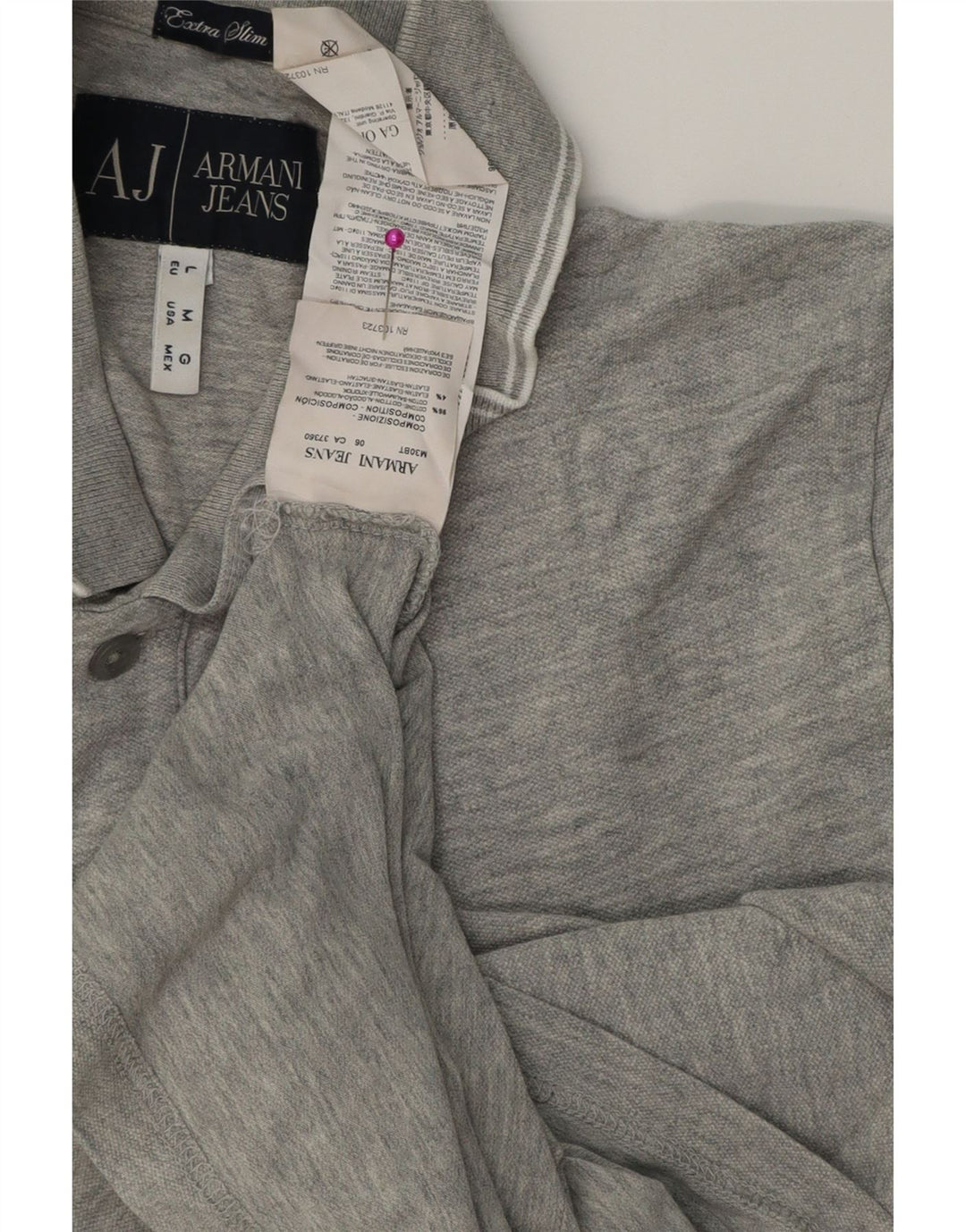 Armani Jeans Mens Extra Slim Fit Polo Shirt Medium Grey Cotton