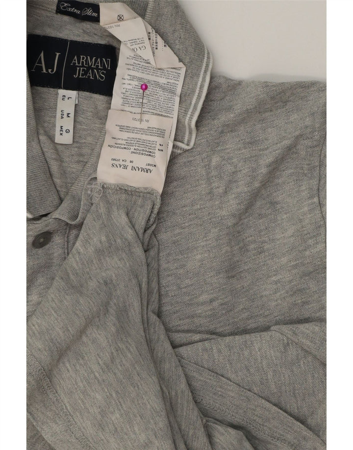 Armani Jeans Mens Extra Slim Fit Polo Shirt Medium Grey Cotton