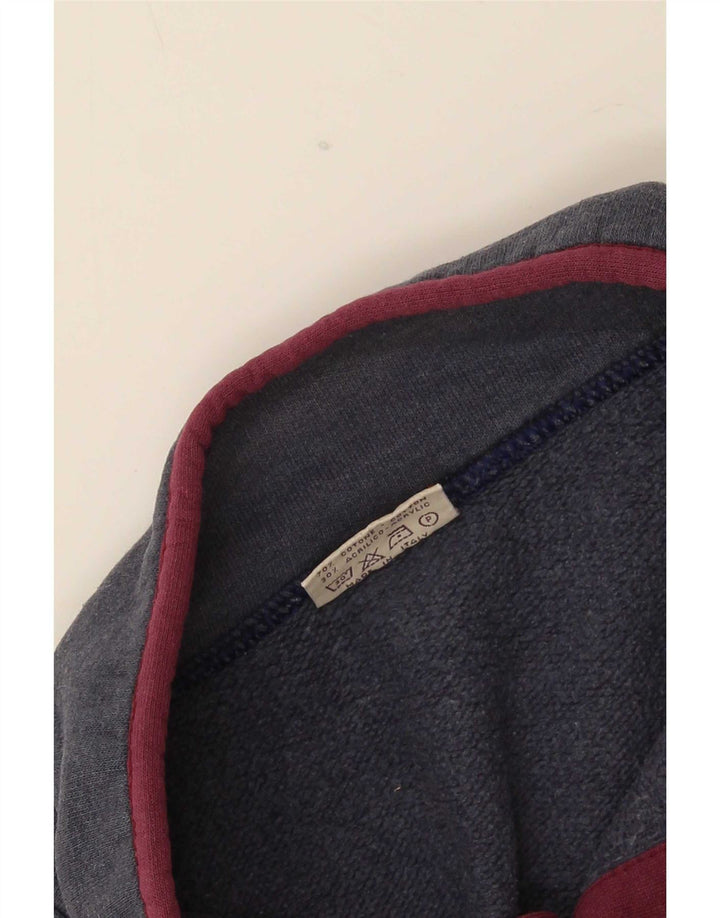 Roby Mens Button Neck Sweatshirt Jumper Medium Navy Blue Colourblock Cotton